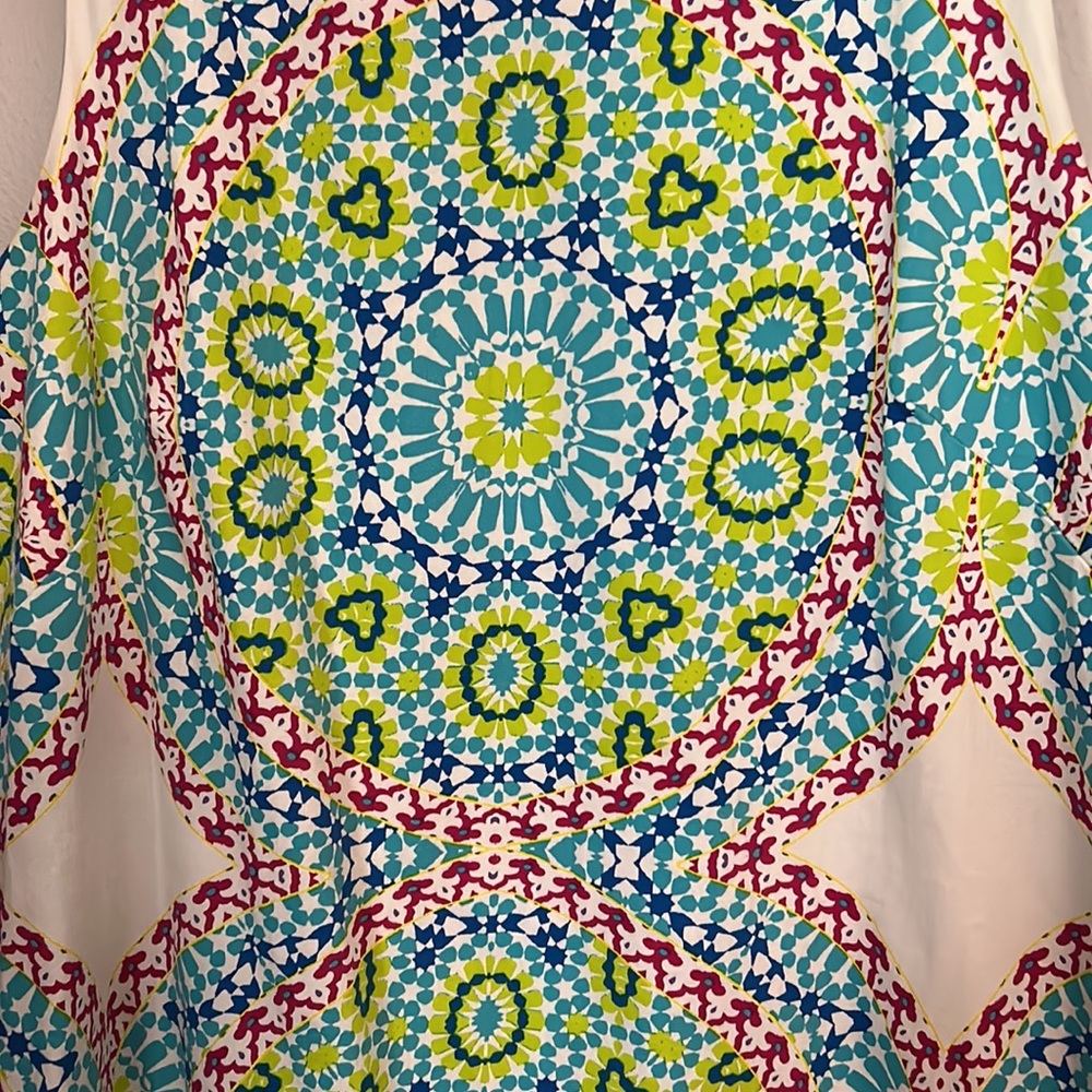 London Times Retro Colorful Kaleidoscope
Print Sleeveless Mini Shift Dress - Picture 3 of 5